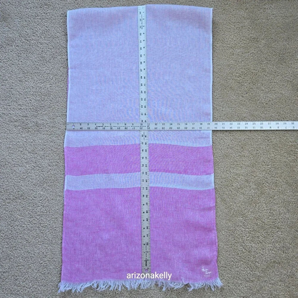 NWT Linen Scarf Italian Maria Lampo Pink & White